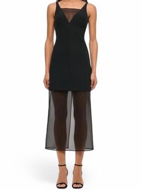 Abercrombie & Fitch V-Neck Sheer Midi Dress